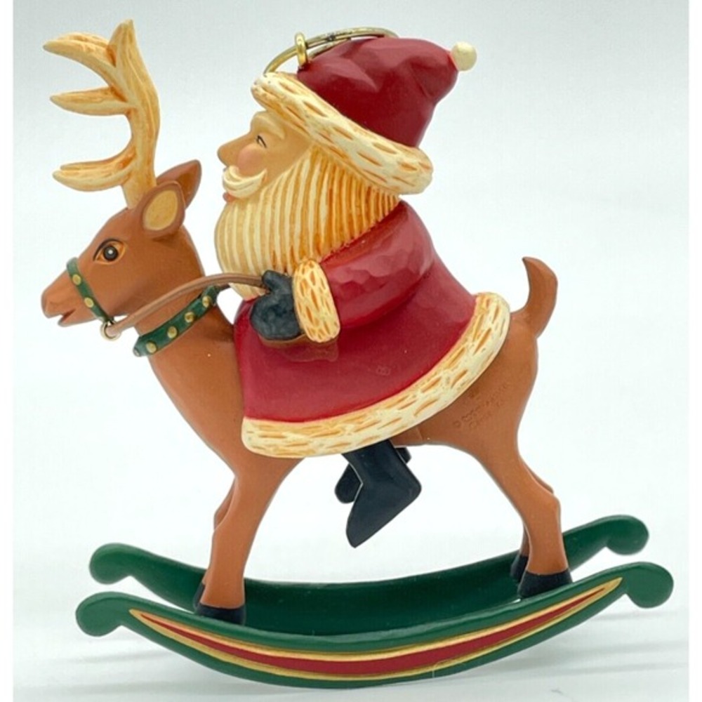 2001 Hallmark Keepsake Rocking Reindeer Santa Christmas Ornament QX8261